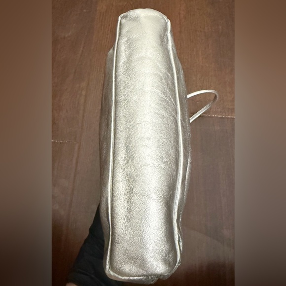 Like New Mansur Gavriel Mini Cloud Leather Clutch in Metallic Silver - Picture 13 of 17